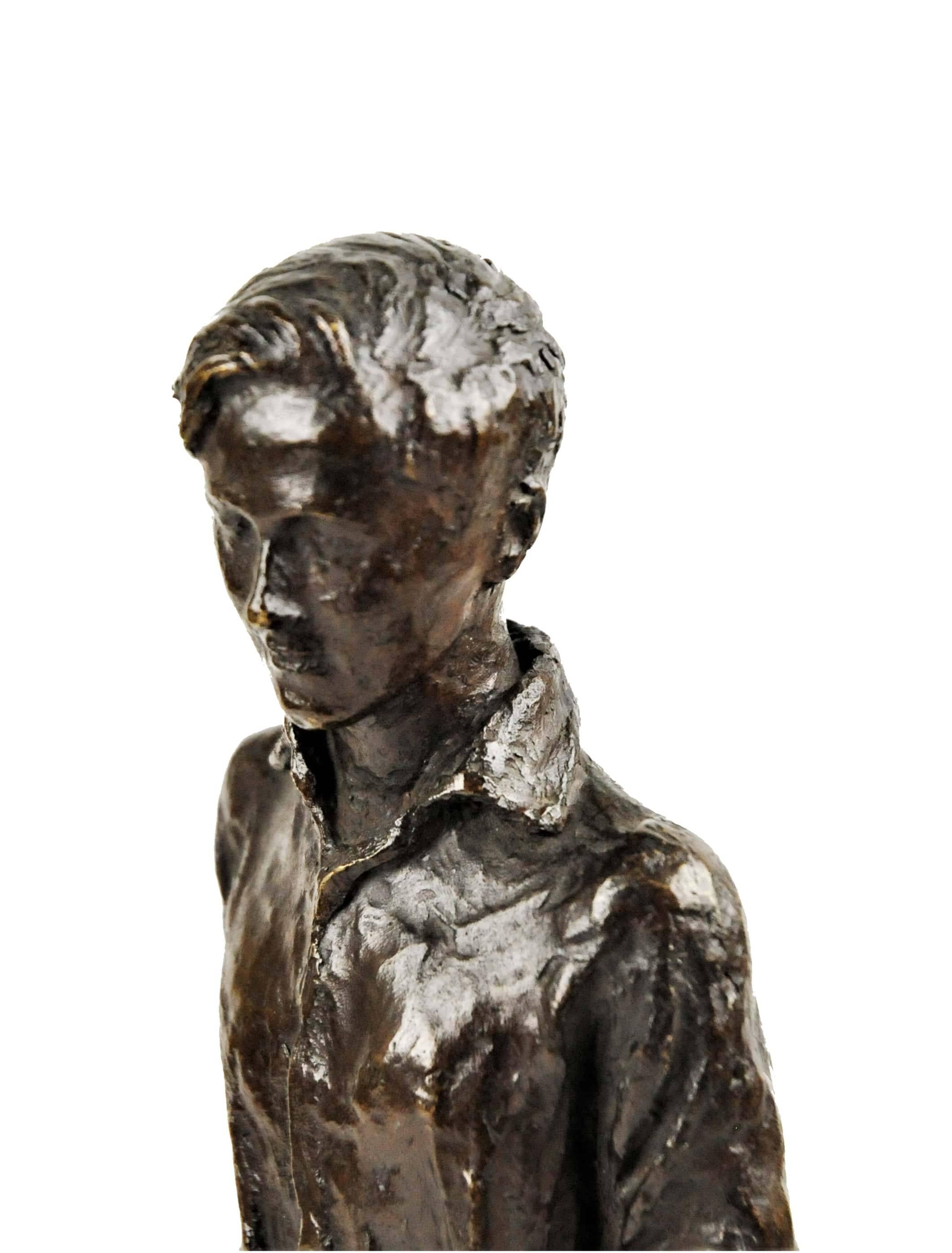 Patiné Art déco italien, palefrenier équestre, sculpture en bronze patiné, années 1920 en vente