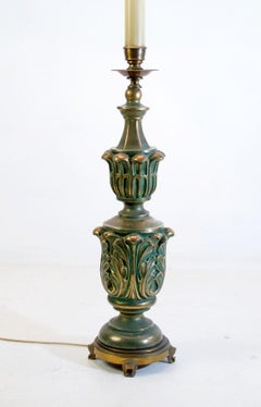 Italian Art Deco Floor Lamp in Bronze and Ceramic