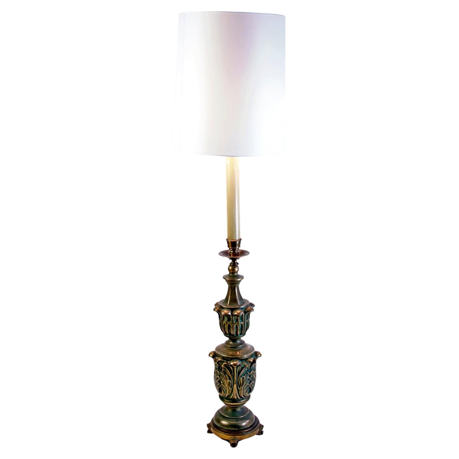 Italian Art Deco Floor Lamp in Bronze and Ceramic For Sale