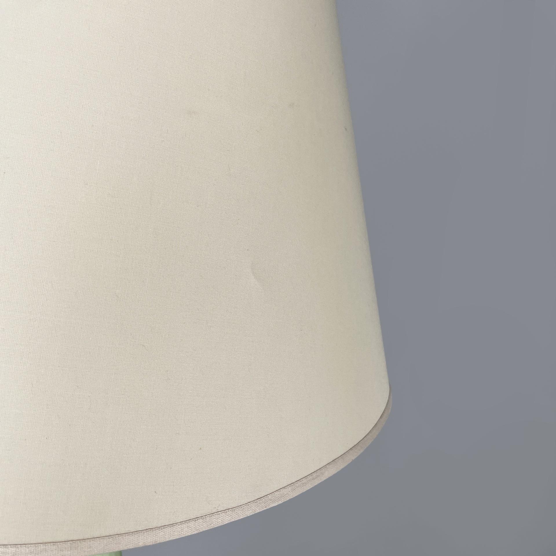 Italienische Art Deco Stehleuchte aus grünem Opalglas mit Stoffschirm, 1930er Jahre im Angebot 1