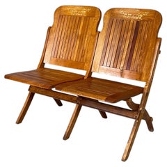 Panca a due posti pieghevole in legno Art Déco italiano, anni '30