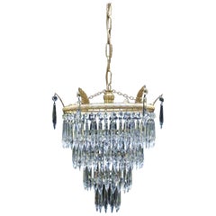 Antique Italian Art Deco Four-Tier Crystal Glass Chandelier