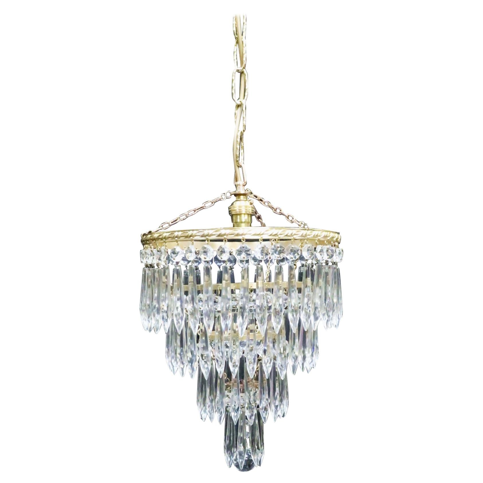 Italian Art Deco Four Tier Crystal Glass Chandelier