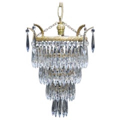 Antique Italian Art Deco Four-Tier Crystal Glass Chandelier