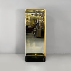 Italian Art Deco full-length floor mirror in light and black wood, 1930s