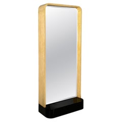 Italian Art Deco full-length floor mirror in light and black wood, 1930s