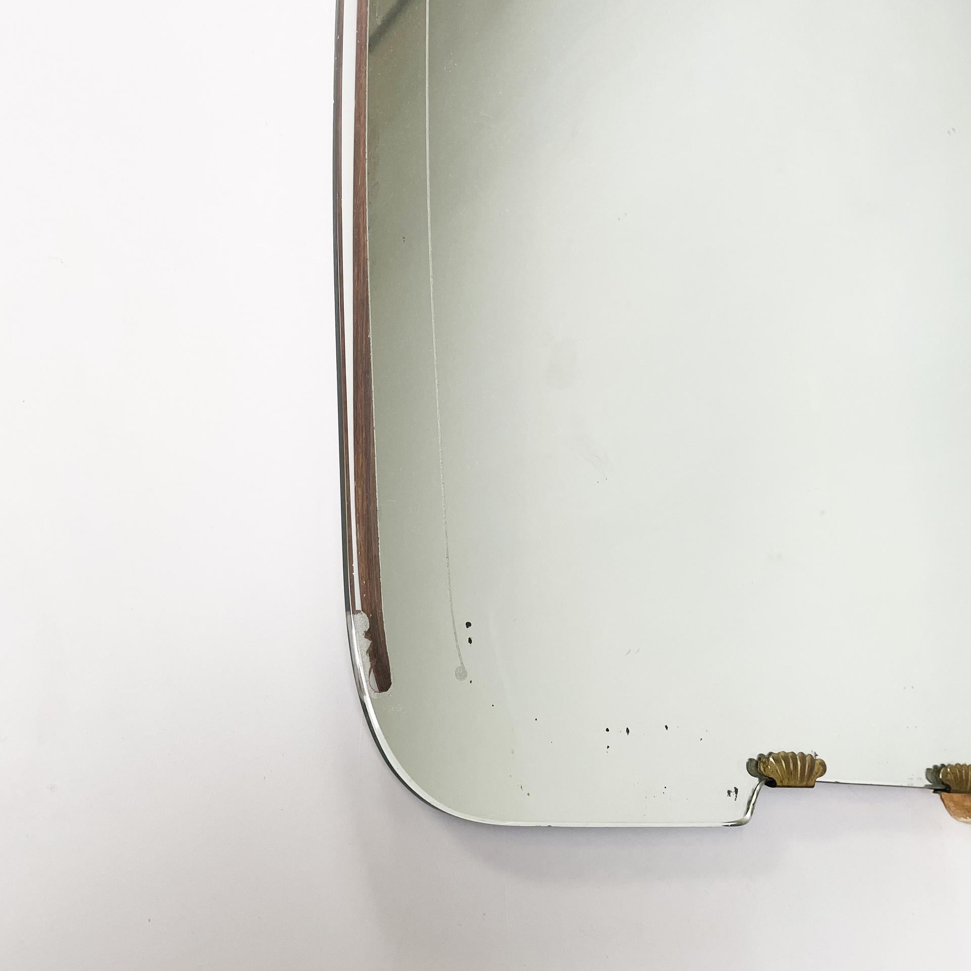 Italian Art Deco full-length wall mirror with brass and glass details, 1940s For Sale 5