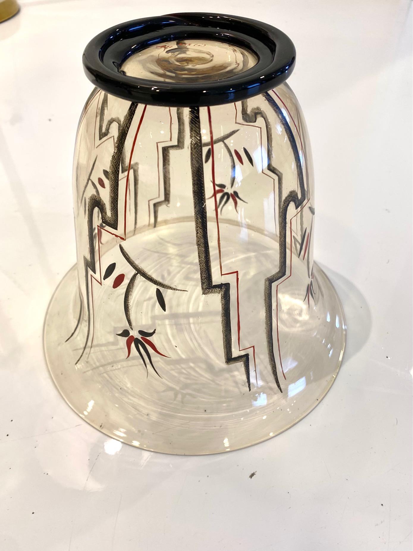 Italian Art Deco glass and enamel  vase by Guido Balsamo Stella. For Sale 6