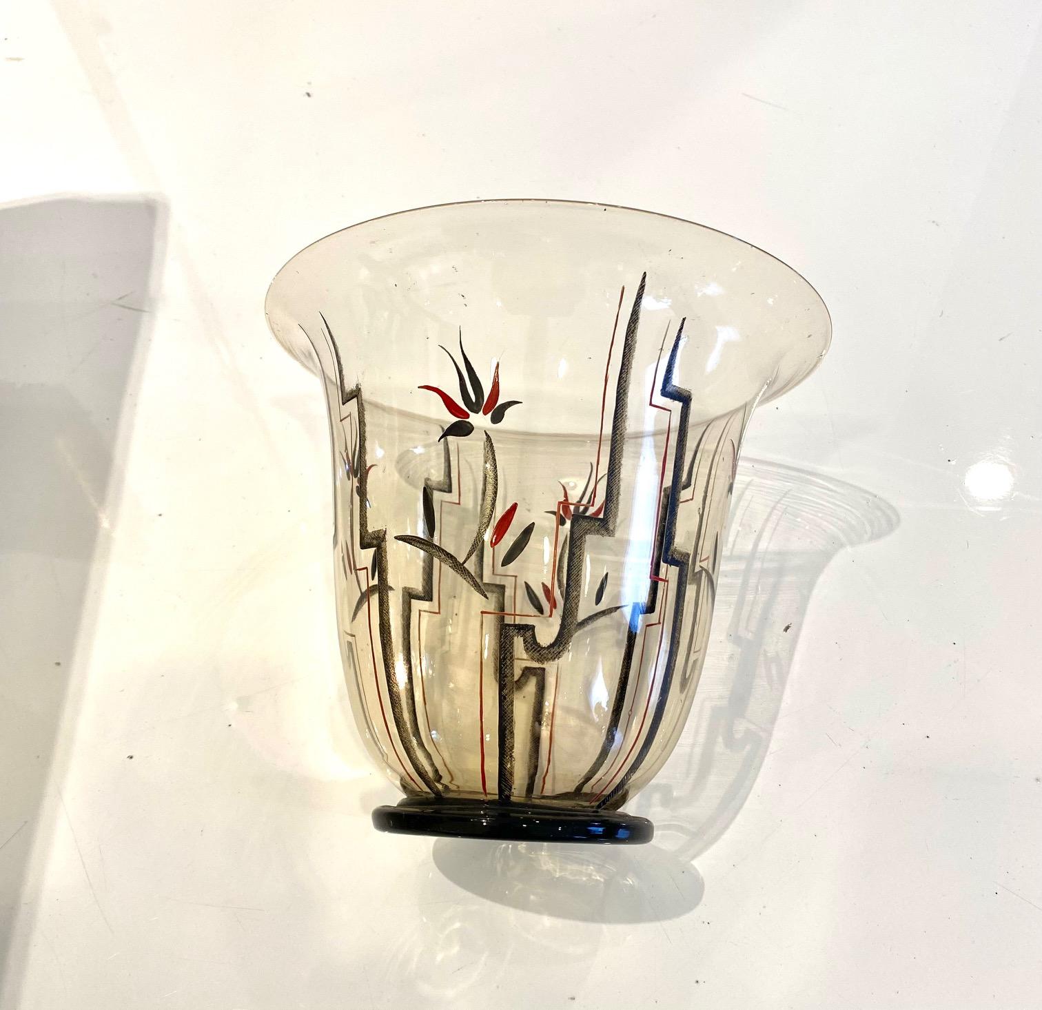 Italian Art Deco glass and enamel  vase by Guido Balsamo Stella. For Sale 7