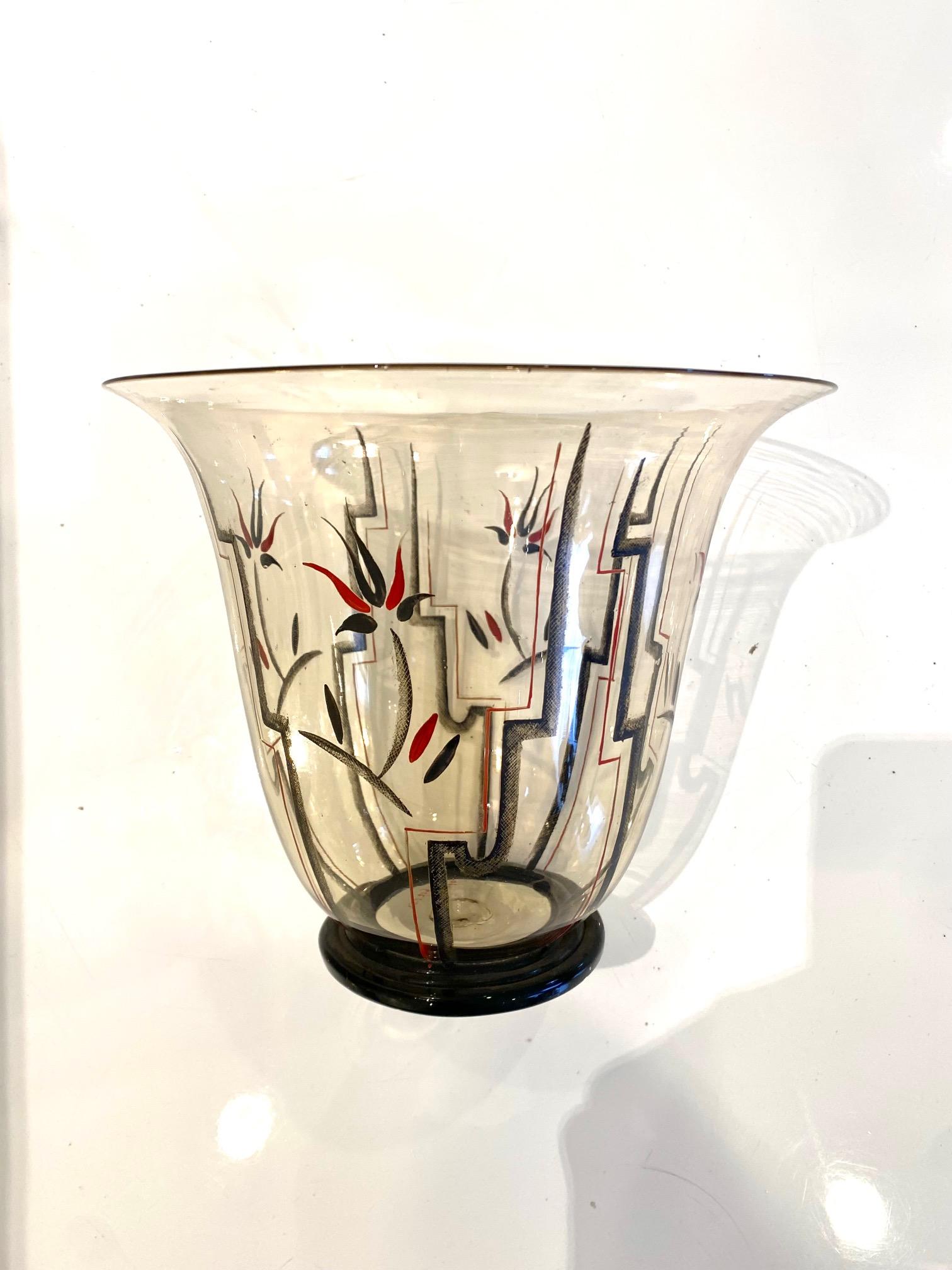 Italian Art Deco glass and enamel  vase by Guido Balsamo Stella. For Sale 8