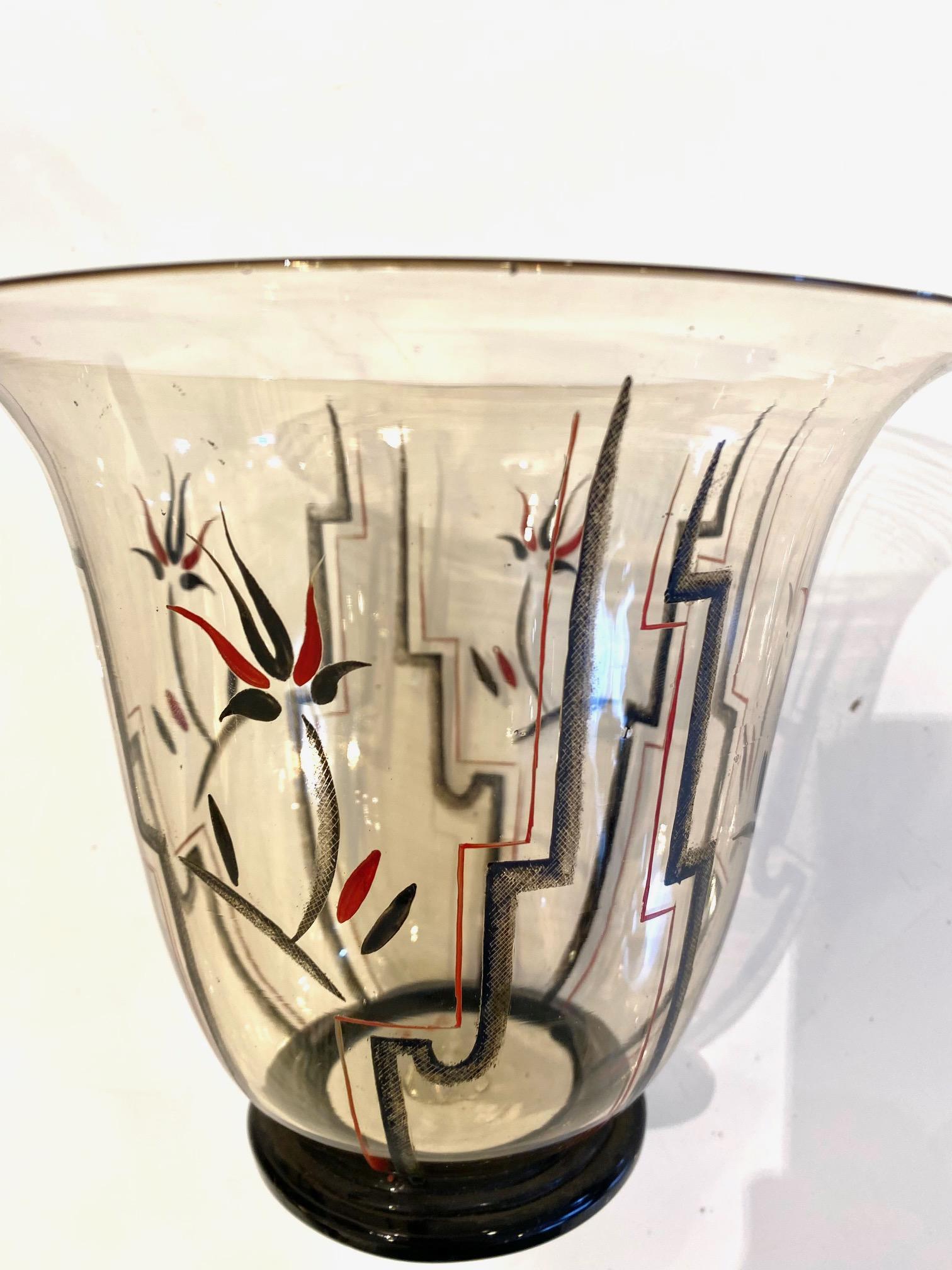 Italian Art Deco glass and enamel  vase by Guido Balsamo Stella. For Sale 12