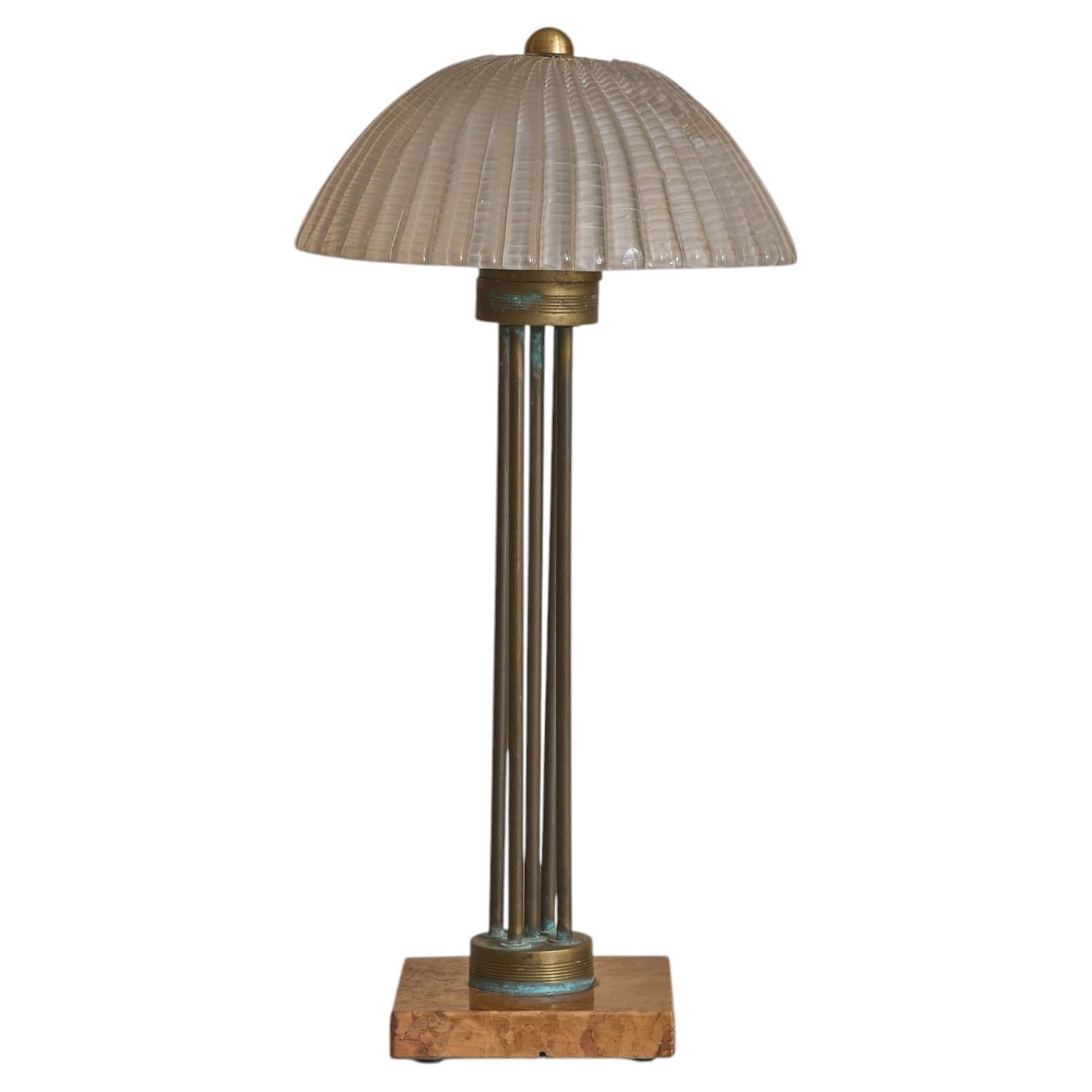 Italian Art Deco Glass Table Lamp, 1930s For Sale