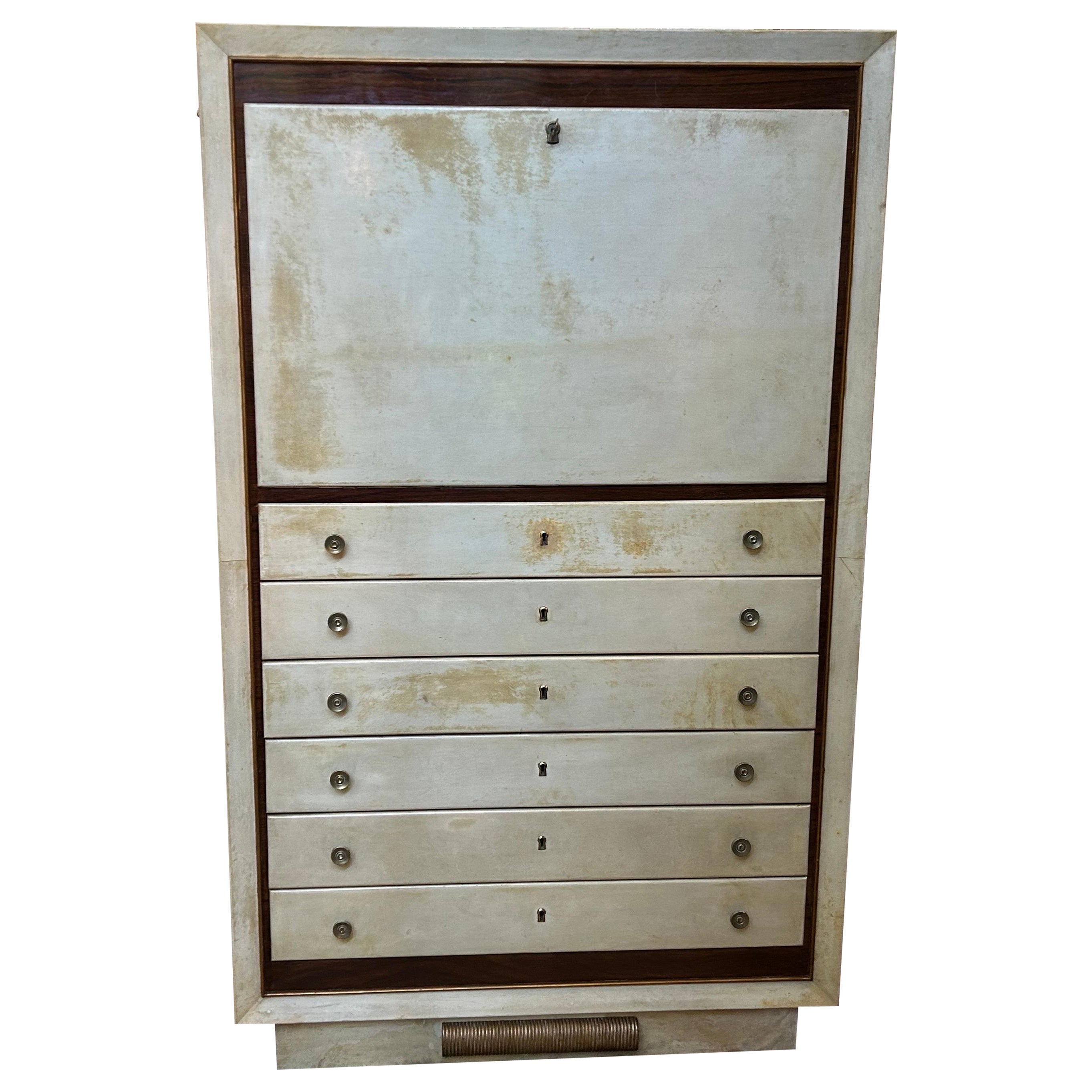 Secretario italiano Art Decó de piel de cabra en venta 5