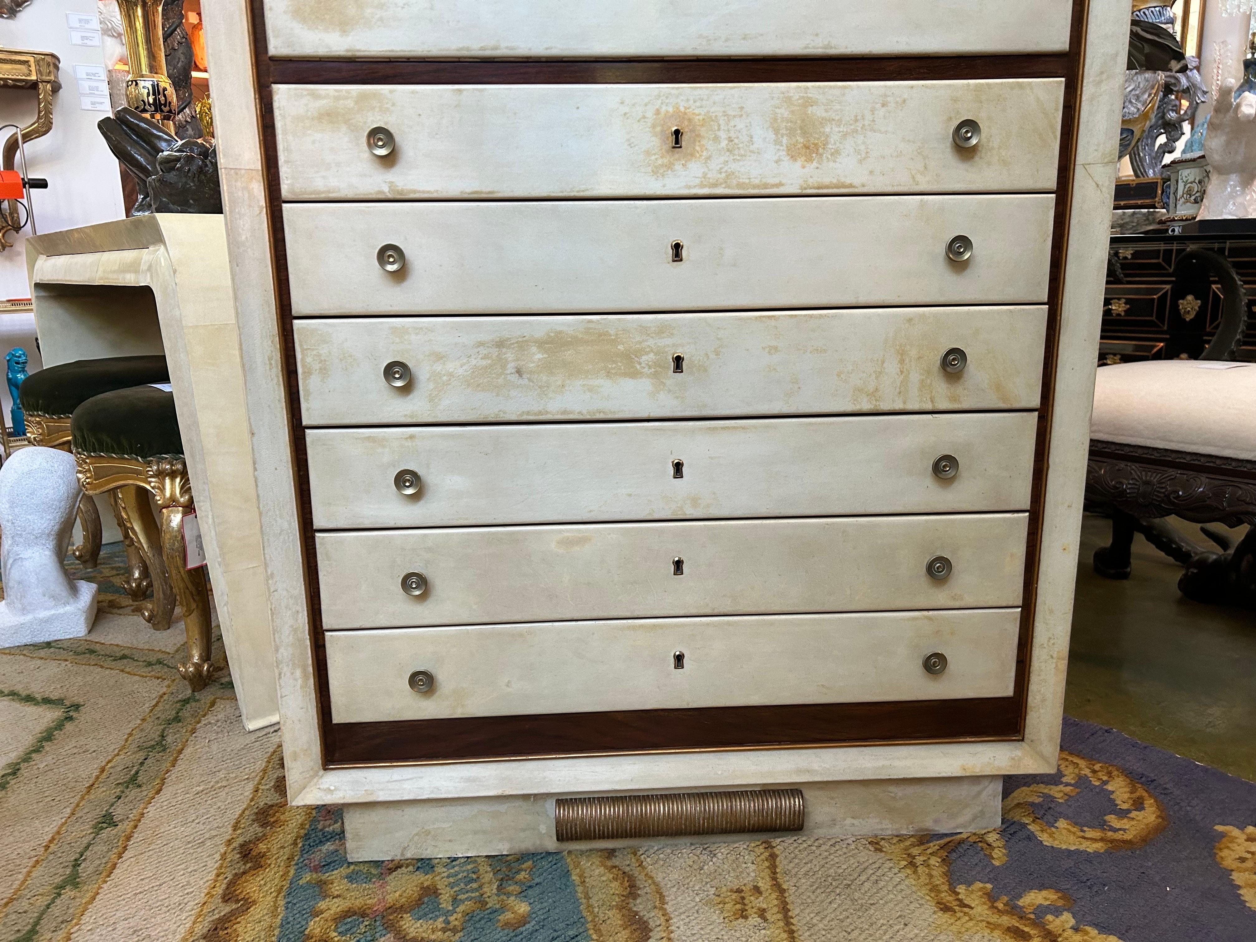 Secretario italiano Art Decó de piel de cabra Francés en venta