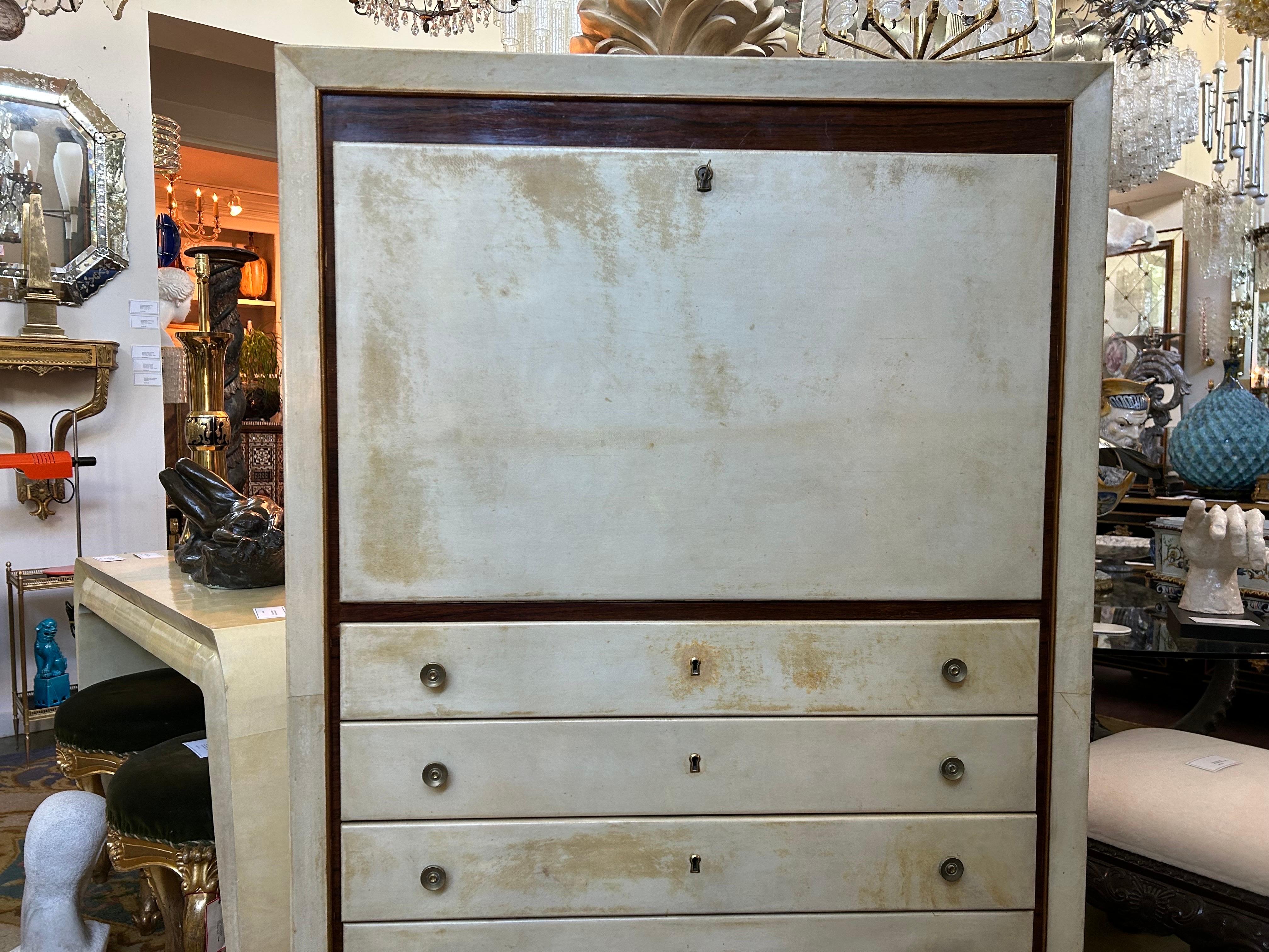 Secretario italiano Art Decó de piel de cabra en Bueno estado para la venta en Houston, TX