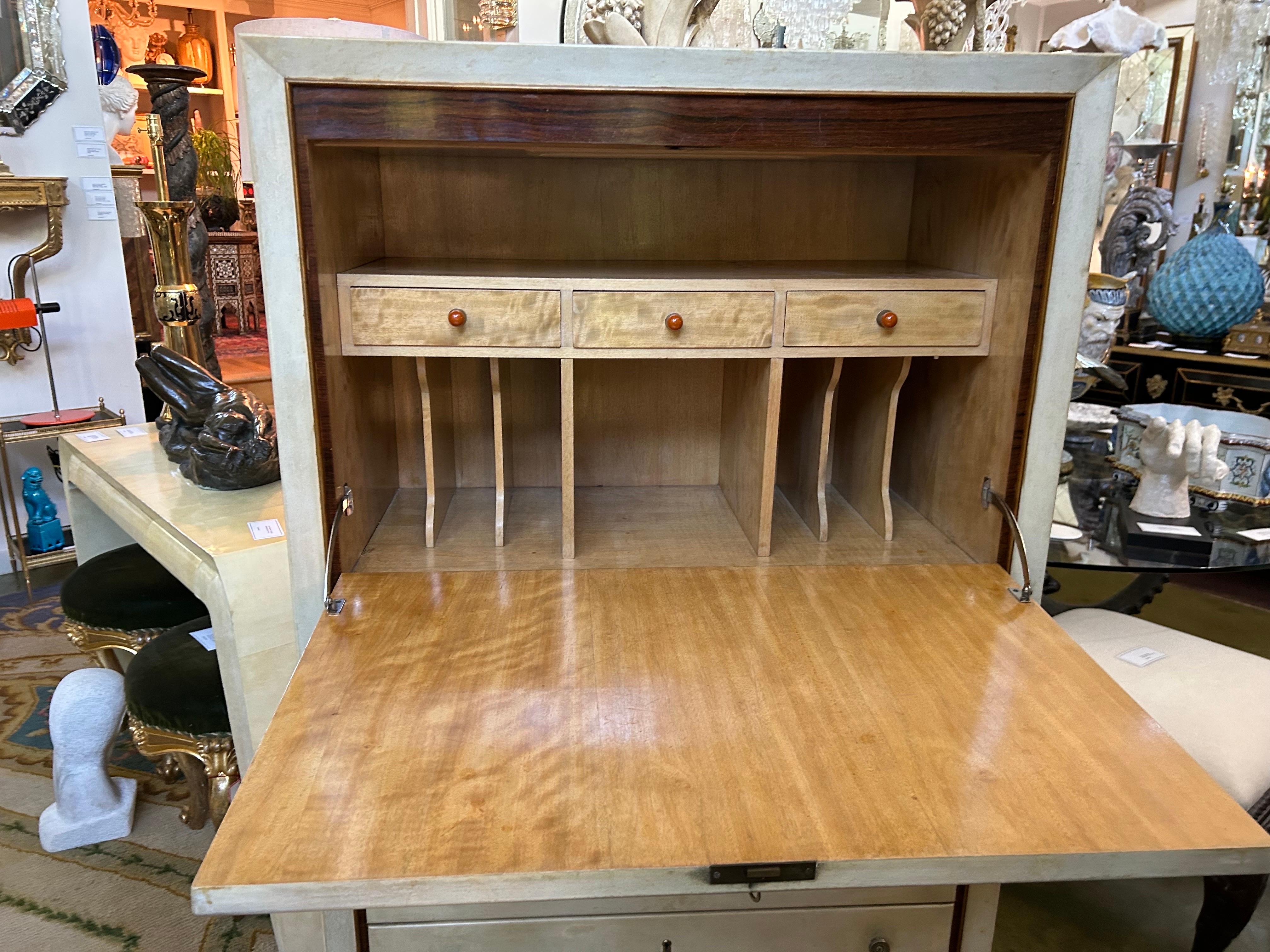 Secretario italiano Art Decó de piel de cabra en venta 3