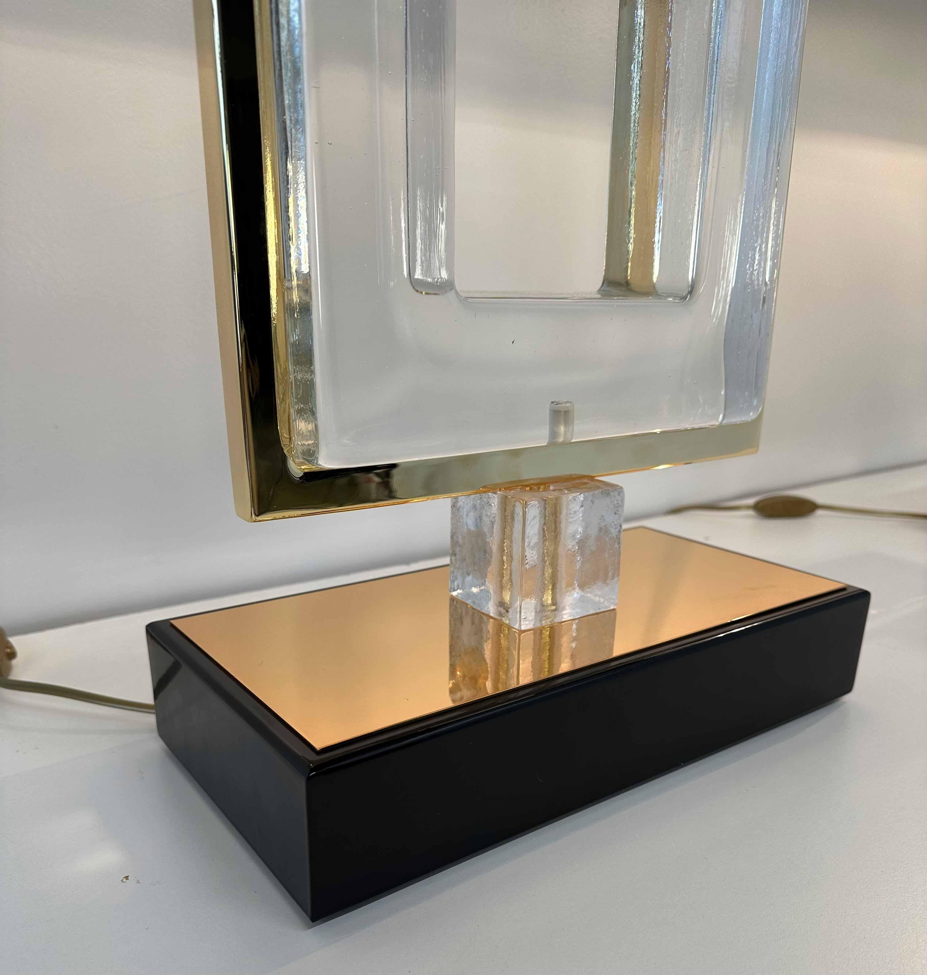 Italian Art Deco Gold and Murano Glass Pair of Lamps For Sale 5