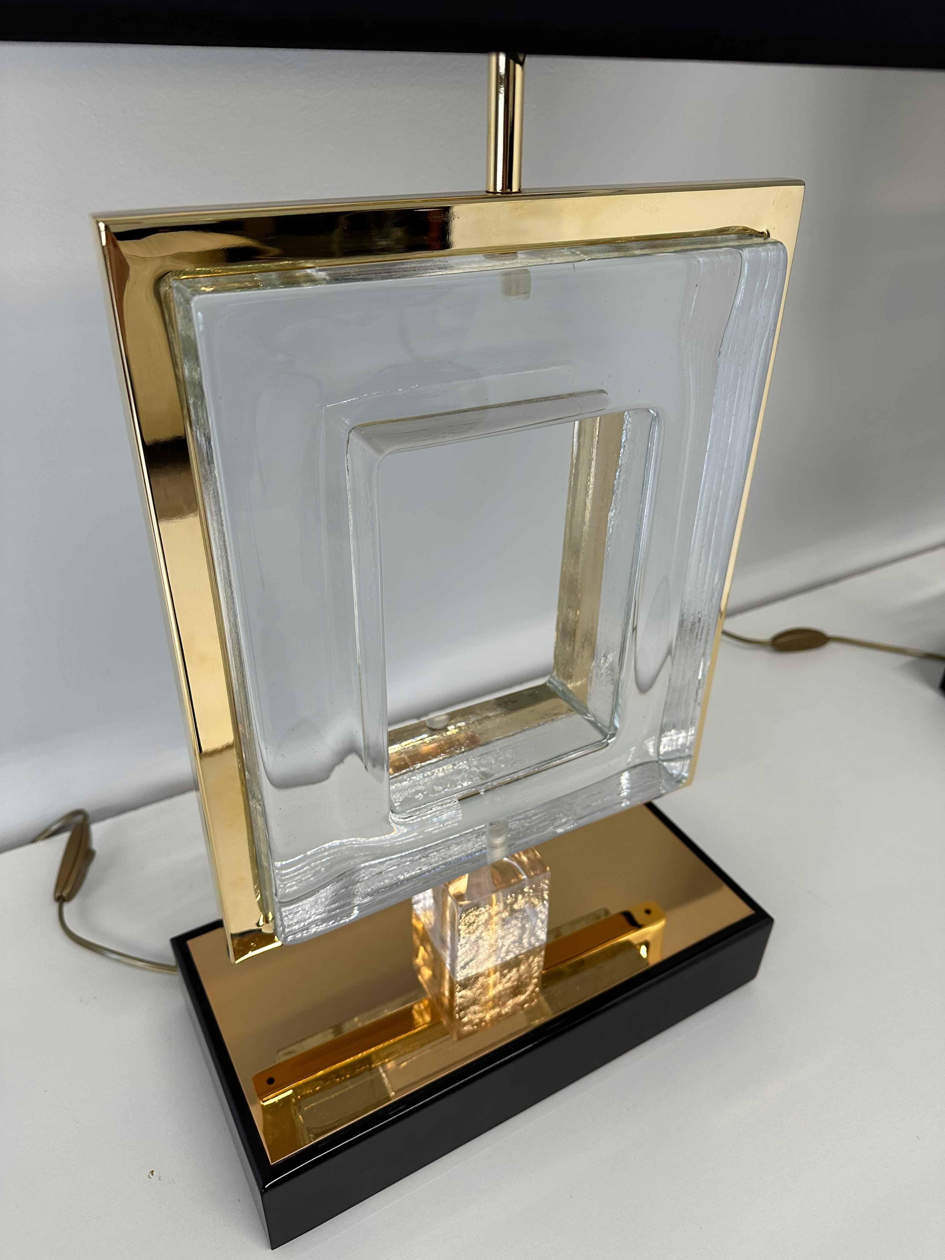 Italian Art Deco Gold and Murano Glass Pair of Lamps For Sale 2