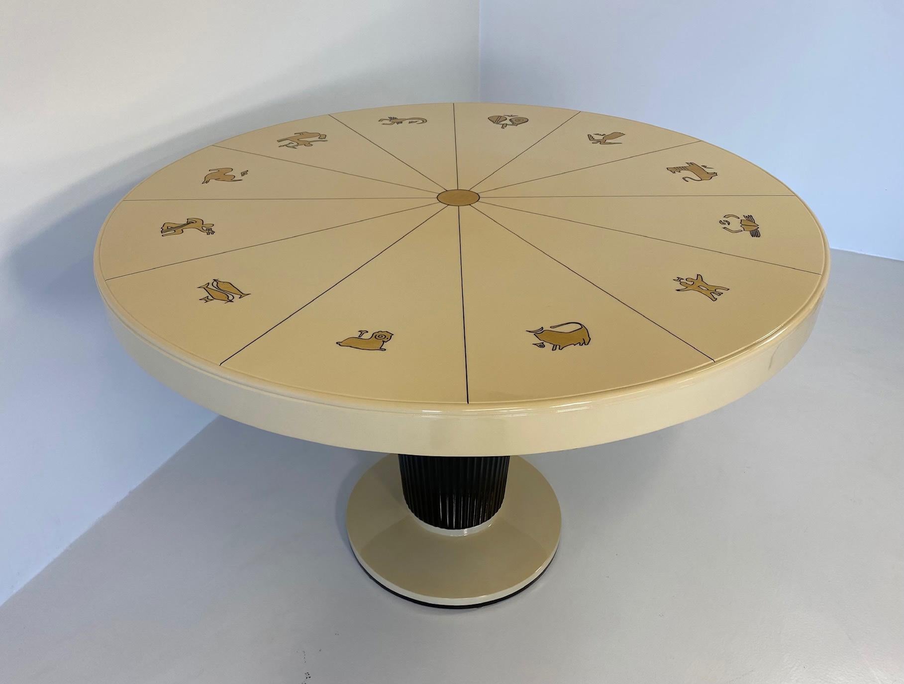 Italian Art Deco Gold Leaf Zodiac Signs Table in the Style of Gio Ponti, 1940s 7