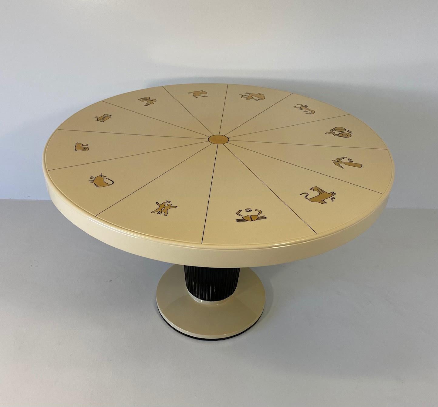 Italian Art Deco Gold Leaf Zodiac Signs Table in the Style of Gio Ponti, 1940s In Good Condition In Meda, MB