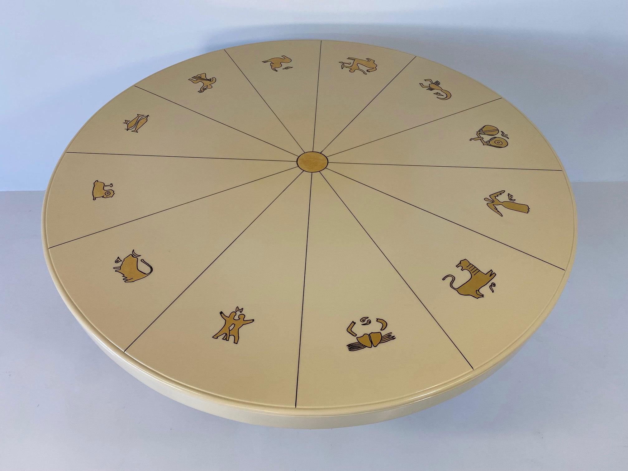 Italian Art Deco Gold Leaf Zodiac Signs Table in the Style of Gio Ponti, 1940s 2