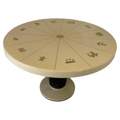Italian Art Deco Gold Leaf Zodiac Signs Table in the Style of Gio Ponti, 1940s