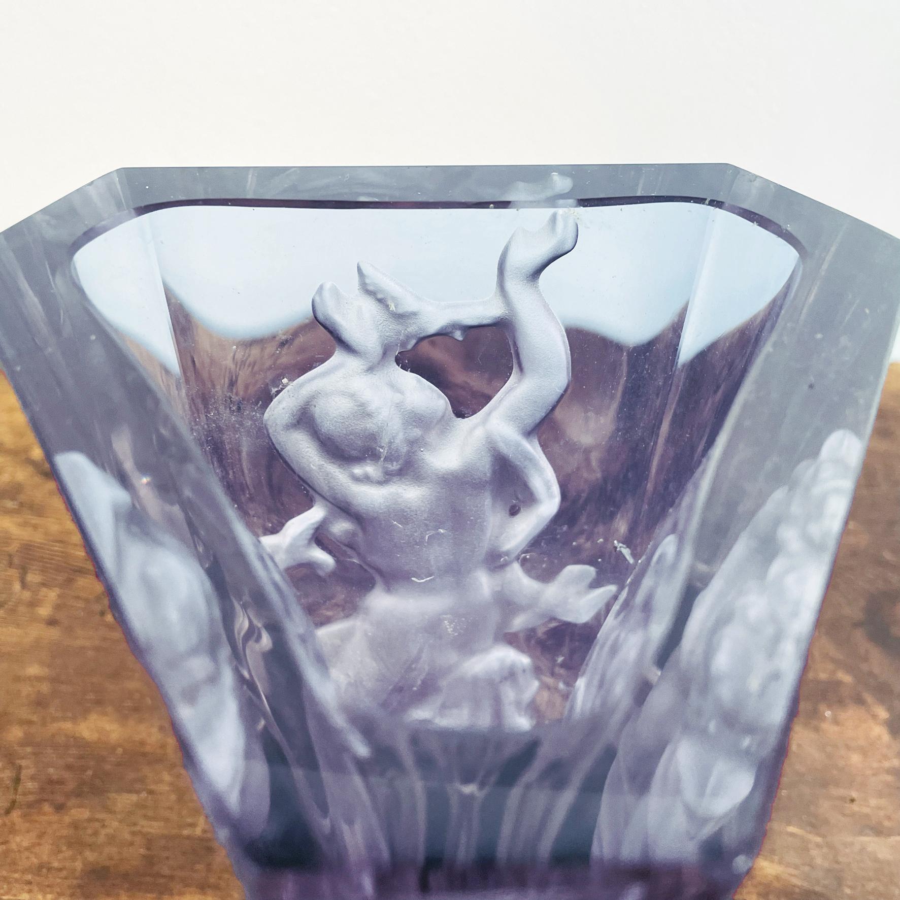 Liberty vase purple turquoise in Alexandrite Glass with Female Figure, 1900s For Sale 3