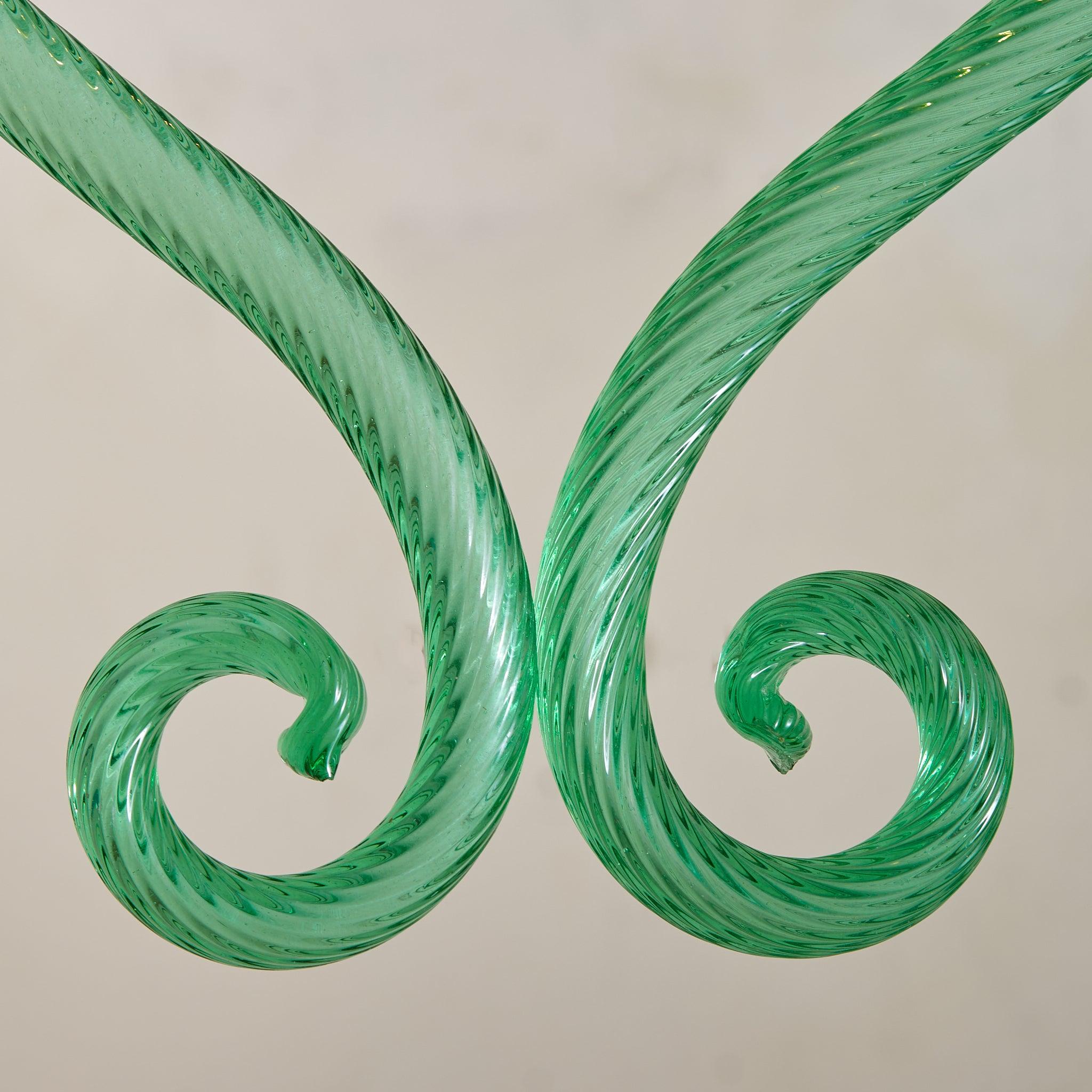 Colgante italiano Art Déco de cristal de Murano verde atribuido a Barovier & Toso, años 30 Italiano en venta