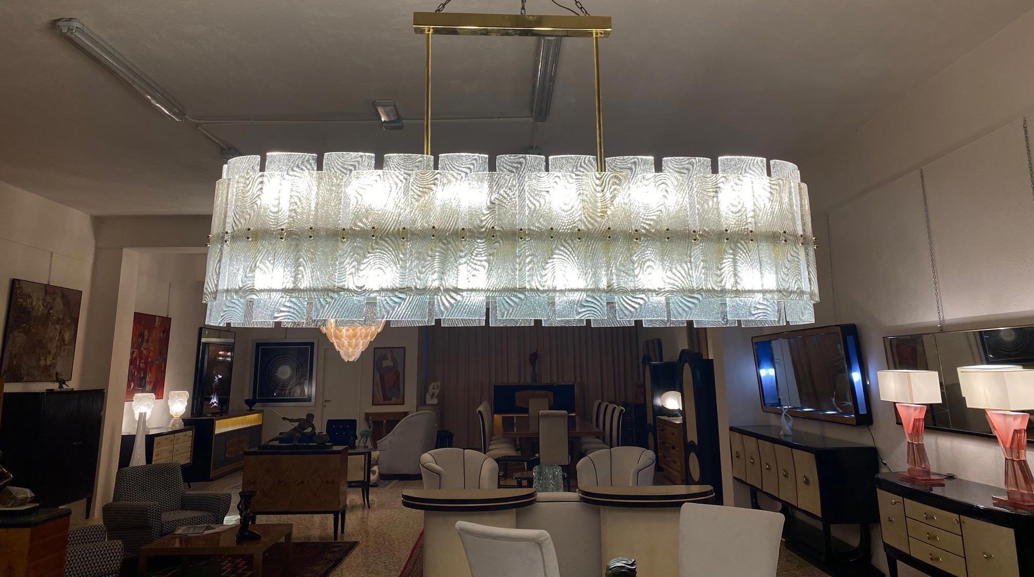Italian Art Deco Grey and Transparent Murano Glass Chandelier For Sale 5