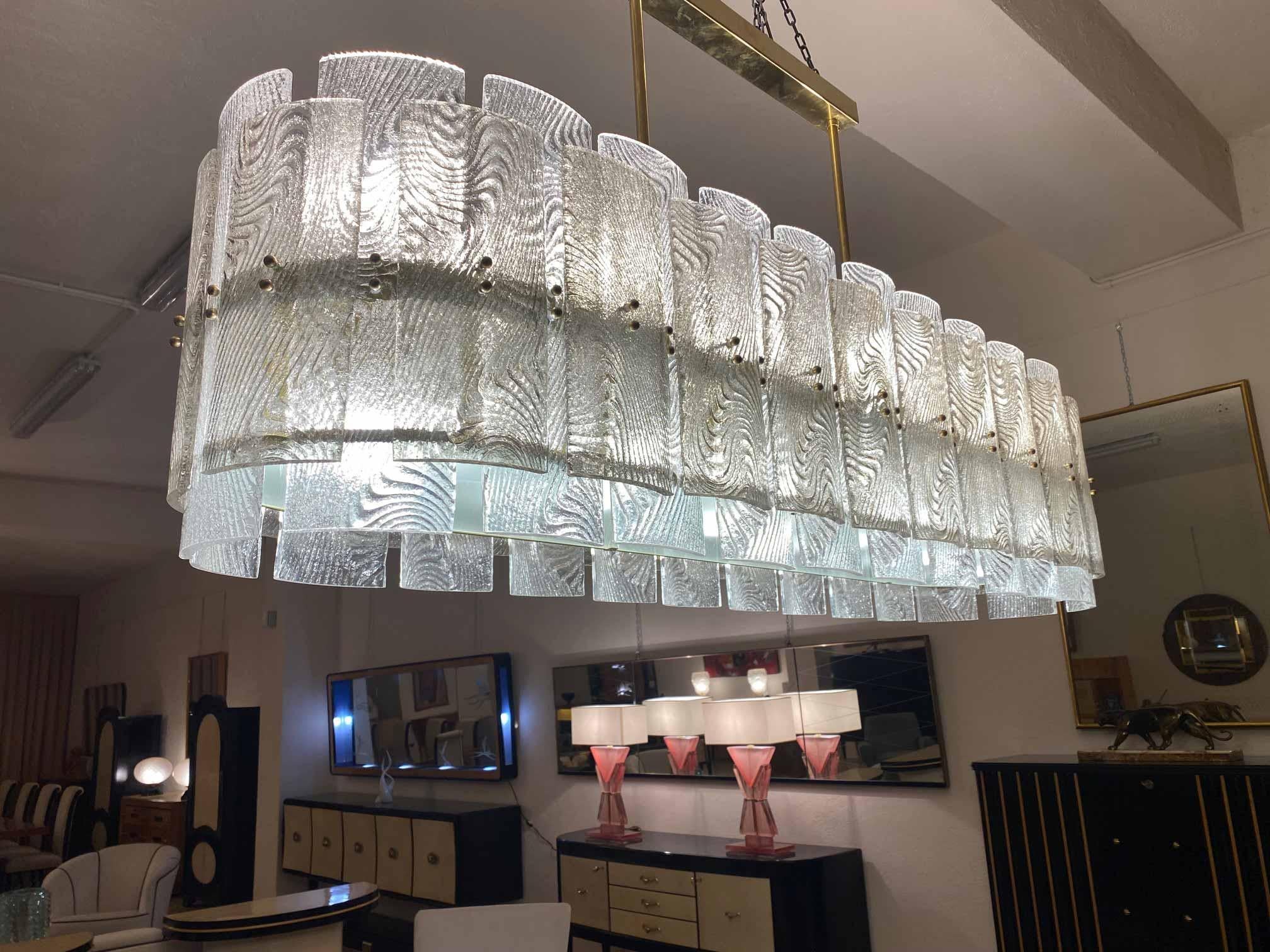 Italian Art Deco Grey and Transparent Murano Glass Chandelier For Sale 7