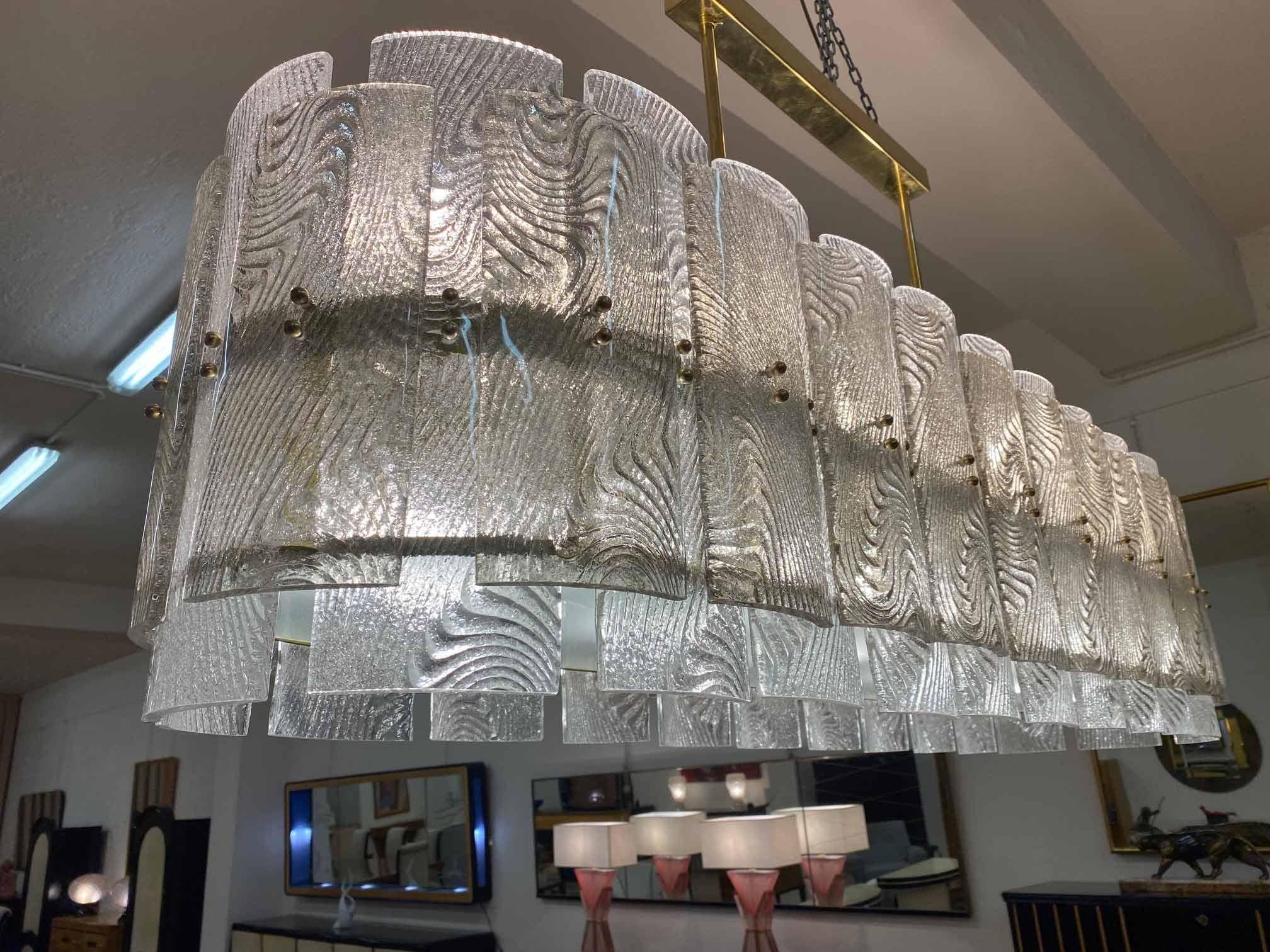 Italian Art Deco Grey and Transparent Murano Glass Chandelier For Sale 4