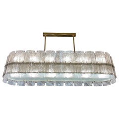 Italian Art Deco Grey and Transparent Murano Glass Chandelier
