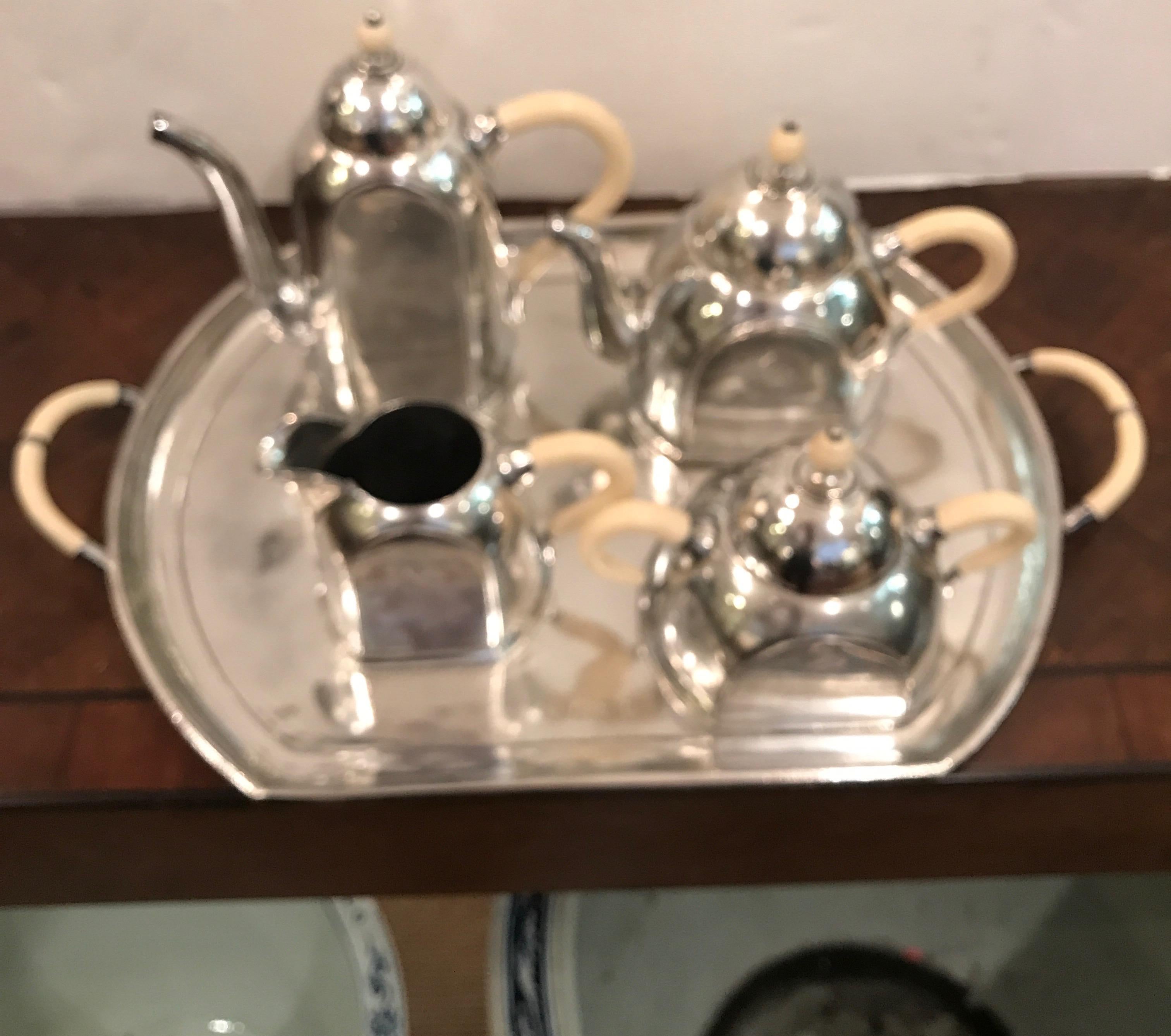 Italian Art Deco Hotel Silver Plate Ocean Liner Tea Coffe Set 7