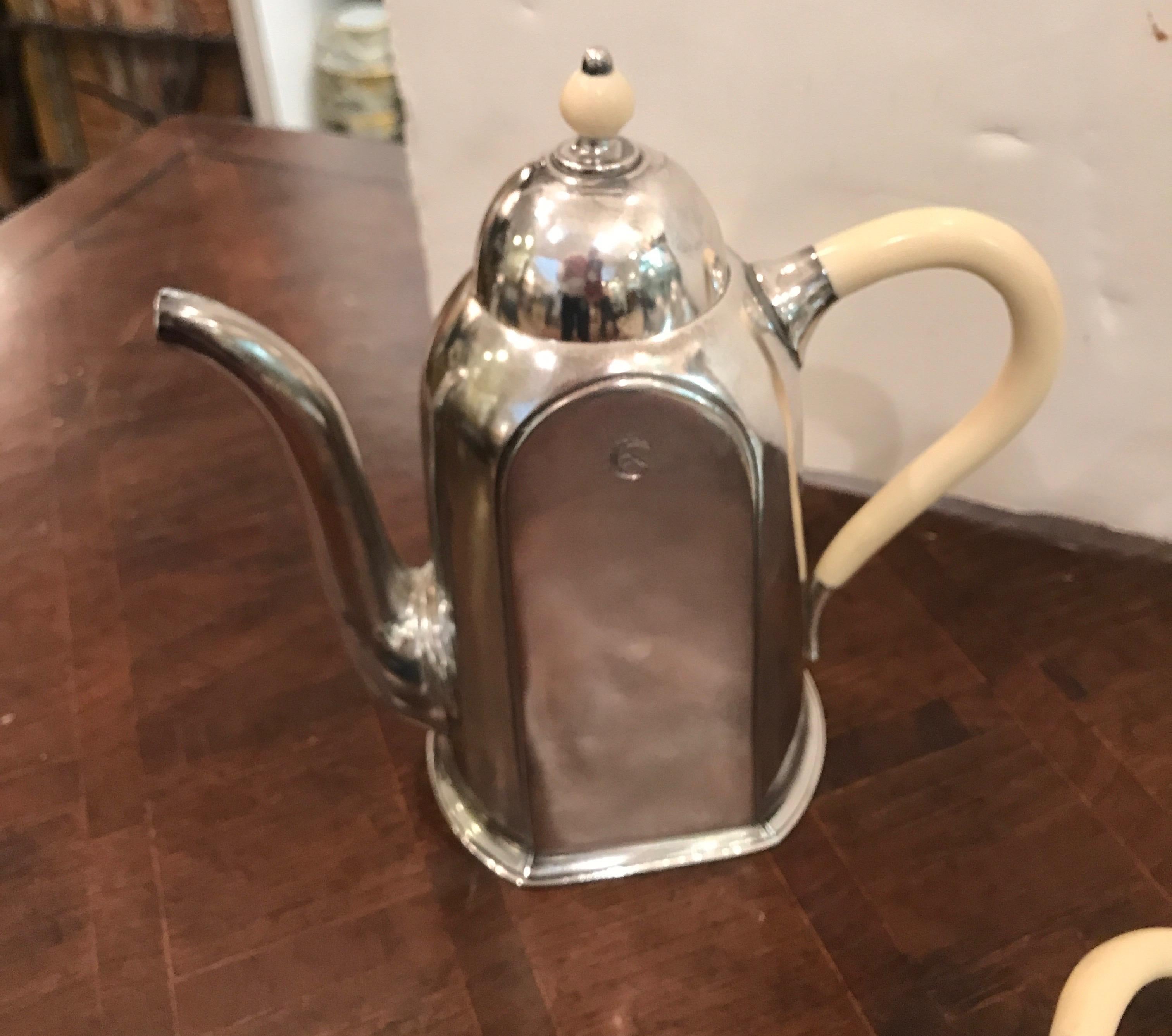Italian Art Deco Hotel Silver Plate Ocean Liner Tea Coffe Set 8