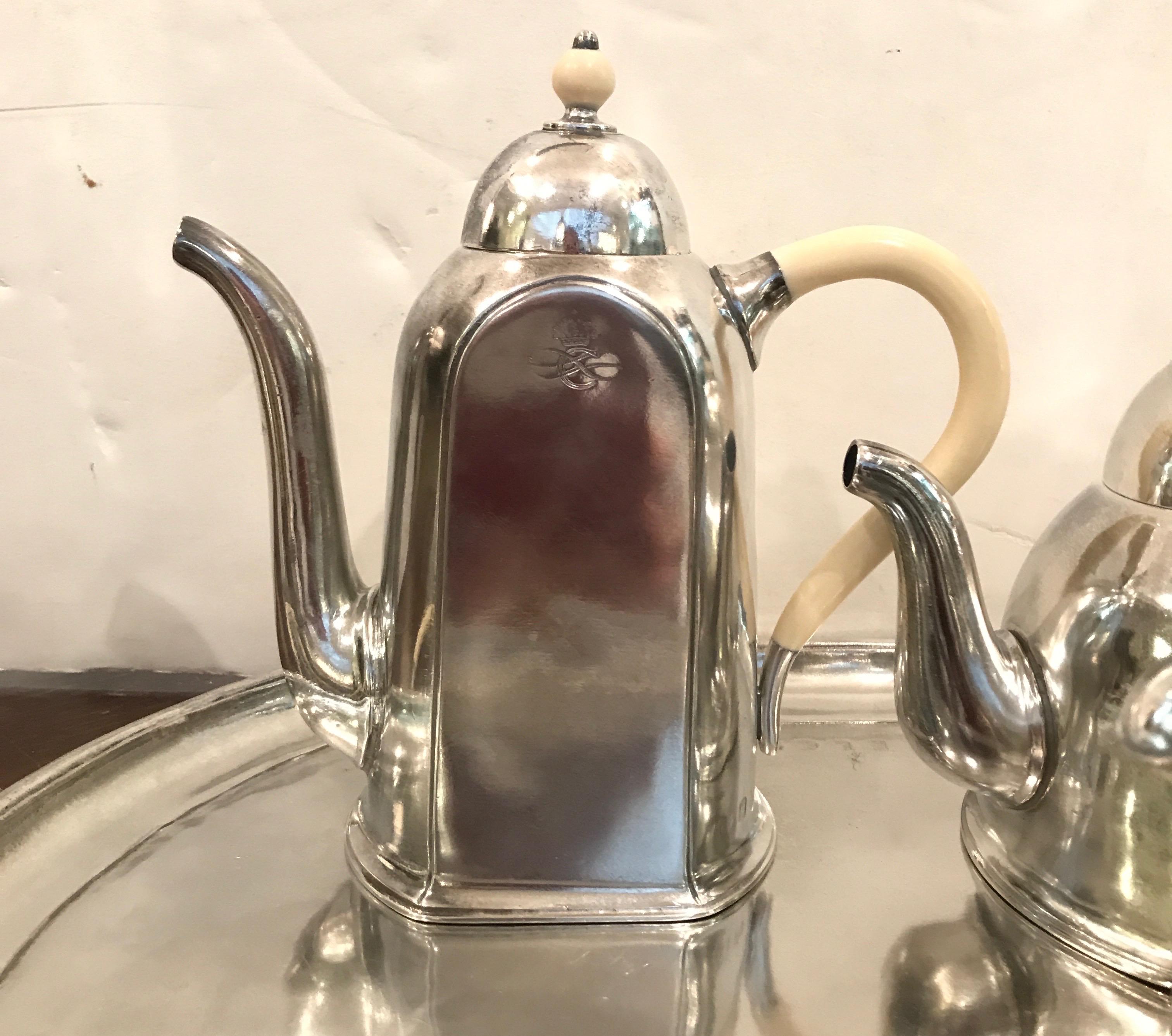 Italian Art Deco Hotel Silver Plate Ocean Liner Tea Coffe Set 1