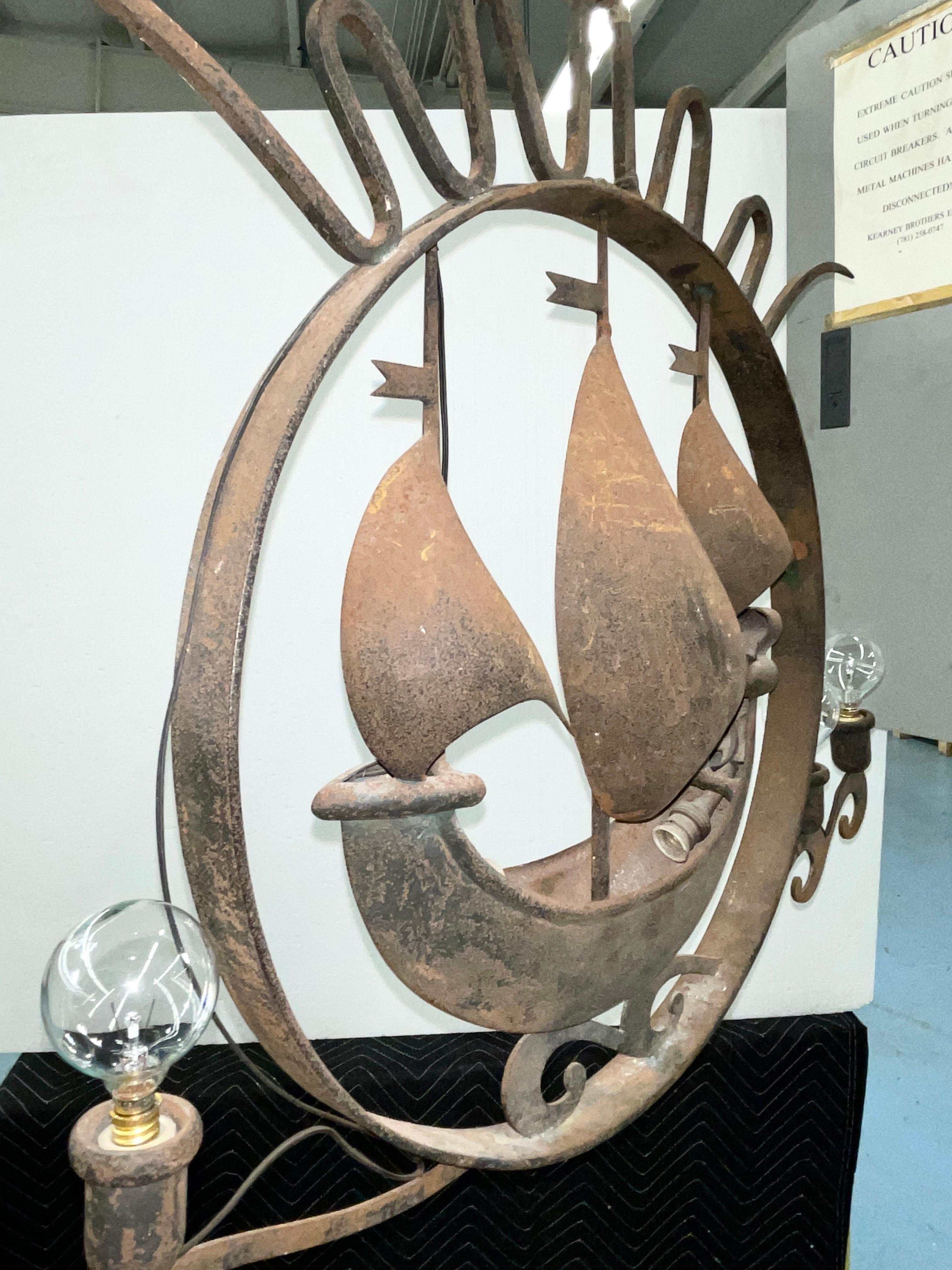 Italian Art Deco Iron Nautical Chandelier Attributed to Gio Ponti 8