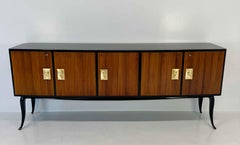 Buffet Art Déco italien en laque, noyer et feuille d'or attr. Borsani, années 1950