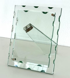 Italian Art Deco Large Crystal Glass Picture Frame, 1940s