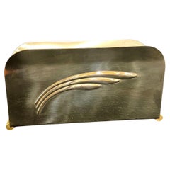 Vintage Italian Art Deco Letter Holder in Stainless With Brass Accents