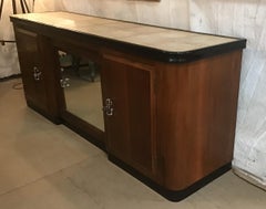 Italian Art Deco Mahogany Sideboard with Parchment Top from 1940s