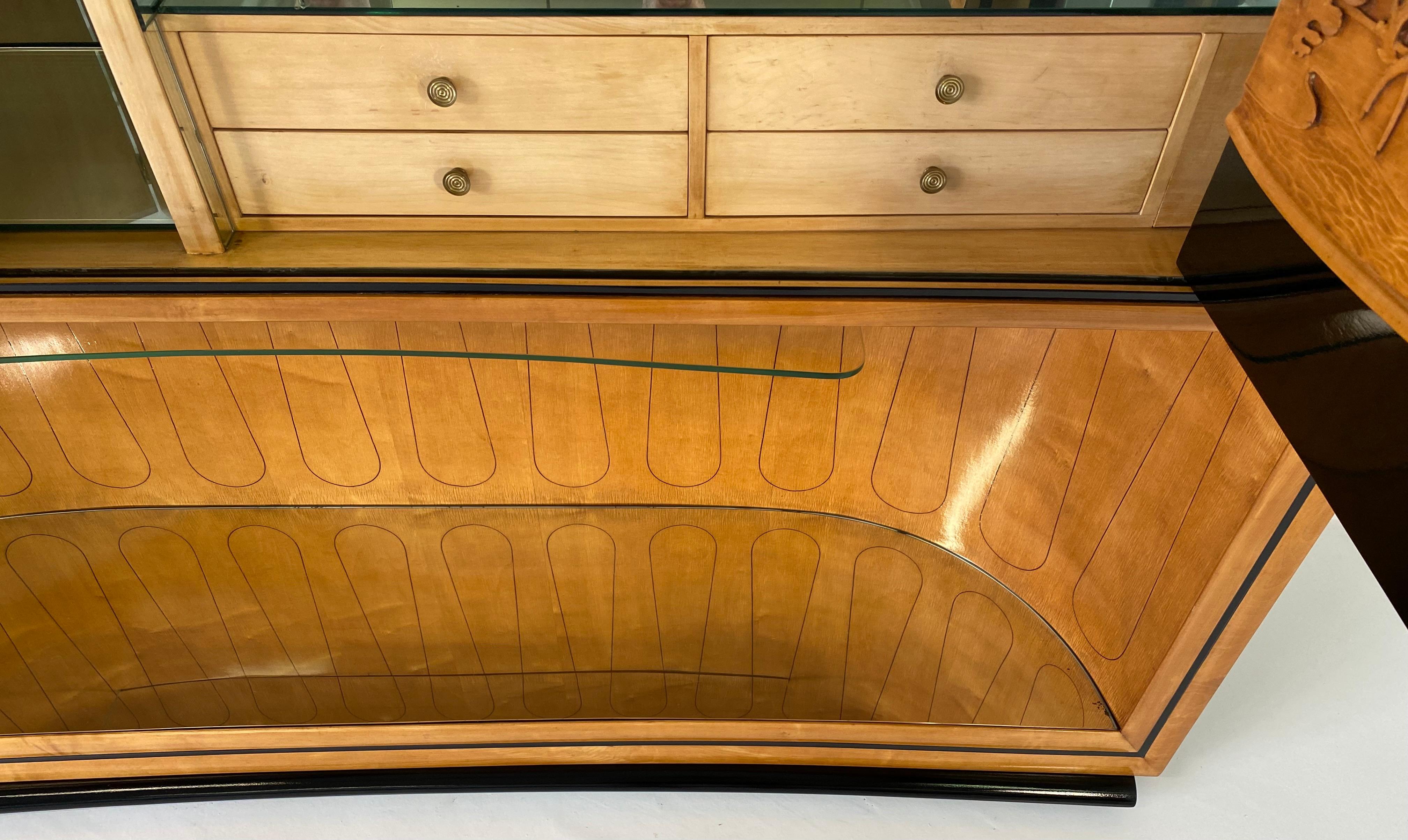 Italian Art Deco Maple and Black Lacquered Bar Cabinet by Vittorio Dassi, 1940s 7