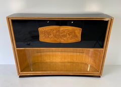 Mobile bar italiano Art Deco in acero e laccato nero di Vittorio Dassi, anni '40