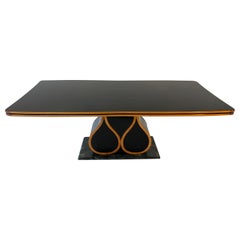 Italian Art Deco Maple and Black Lacquered Dining Table by Vittorio Dassi, 1940s