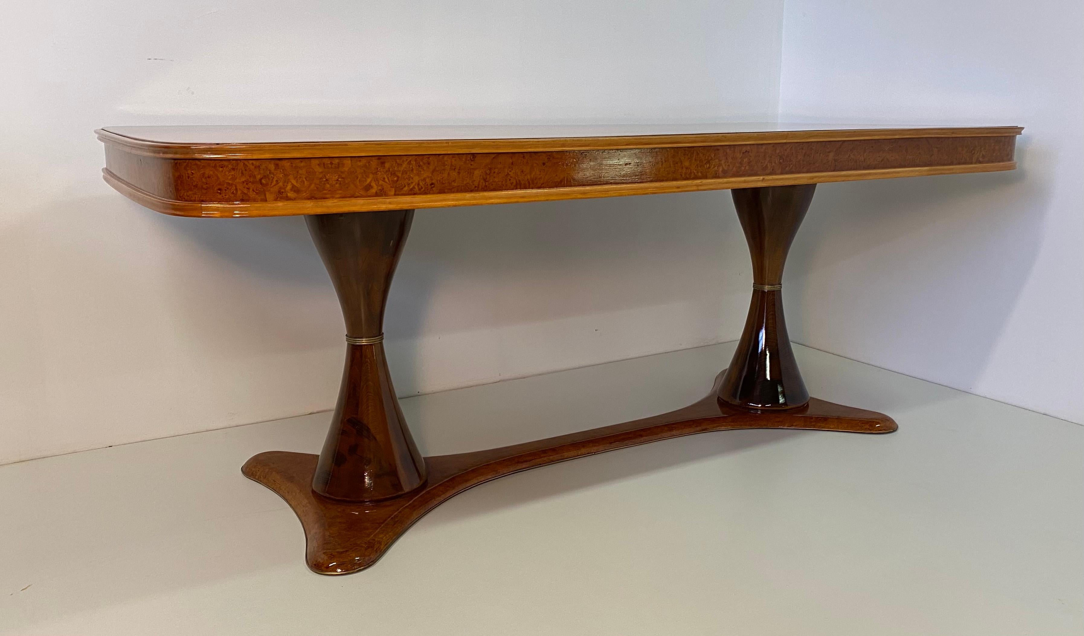 Italian Art Deco Maple Briar and Walnut Dining Table, 1940s In Good Condition In Meda, MB