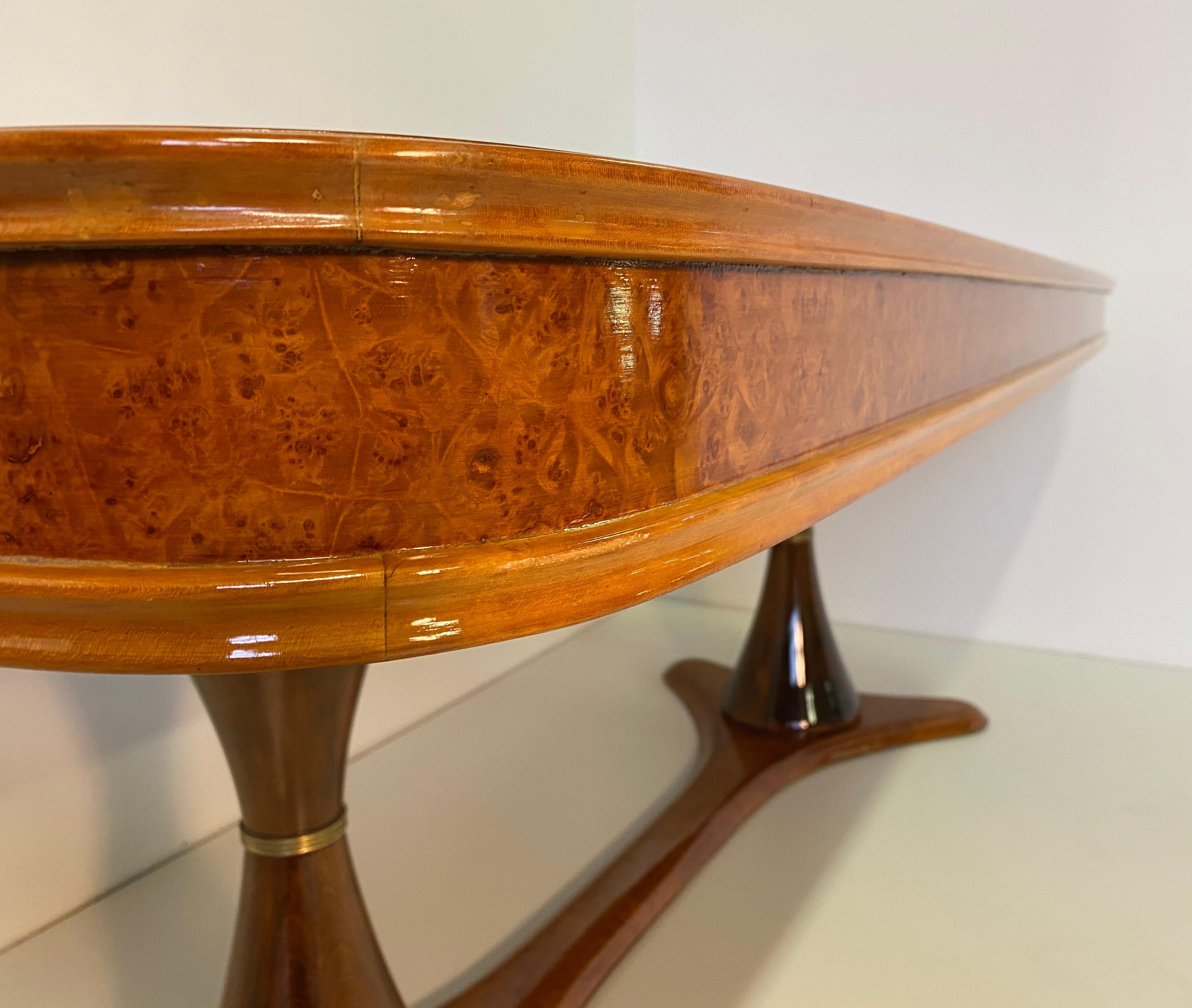 Italian Art Deco Maple Briar and Walnut Dining Table, 1940s 3