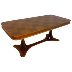 Italian Art Deco Maple Briar and Walnut Dining Table, 1940s