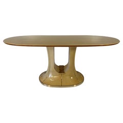Italian Art Deco Maple, Parchment and Brass Table by Vittorio Dassi, 1940s