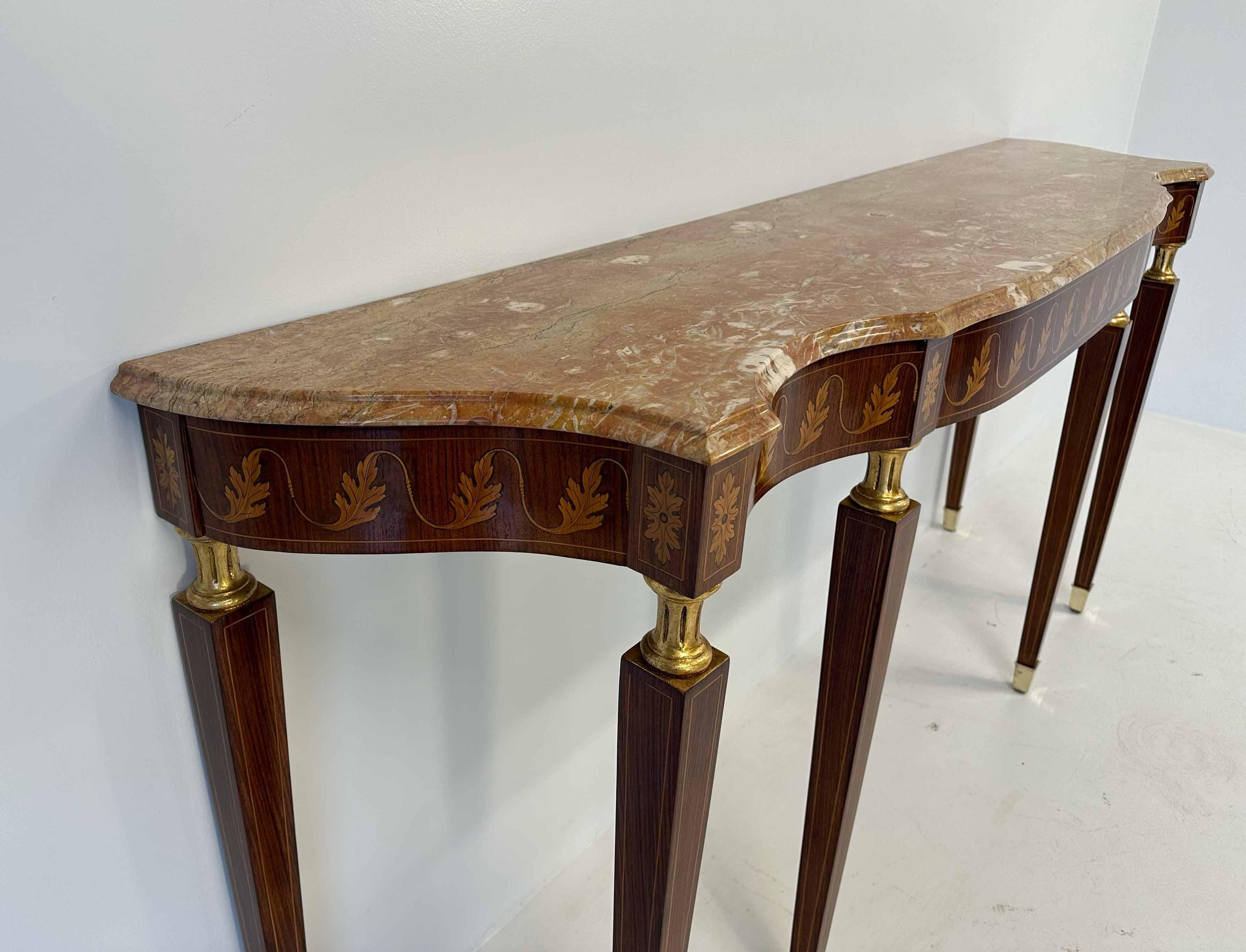 Italienische Konsole aus Marmor und eingelegtem Holz im Art déco-Stil, Paolo Buffa zugeschrieben, 1950er Jahre im Angebot 1