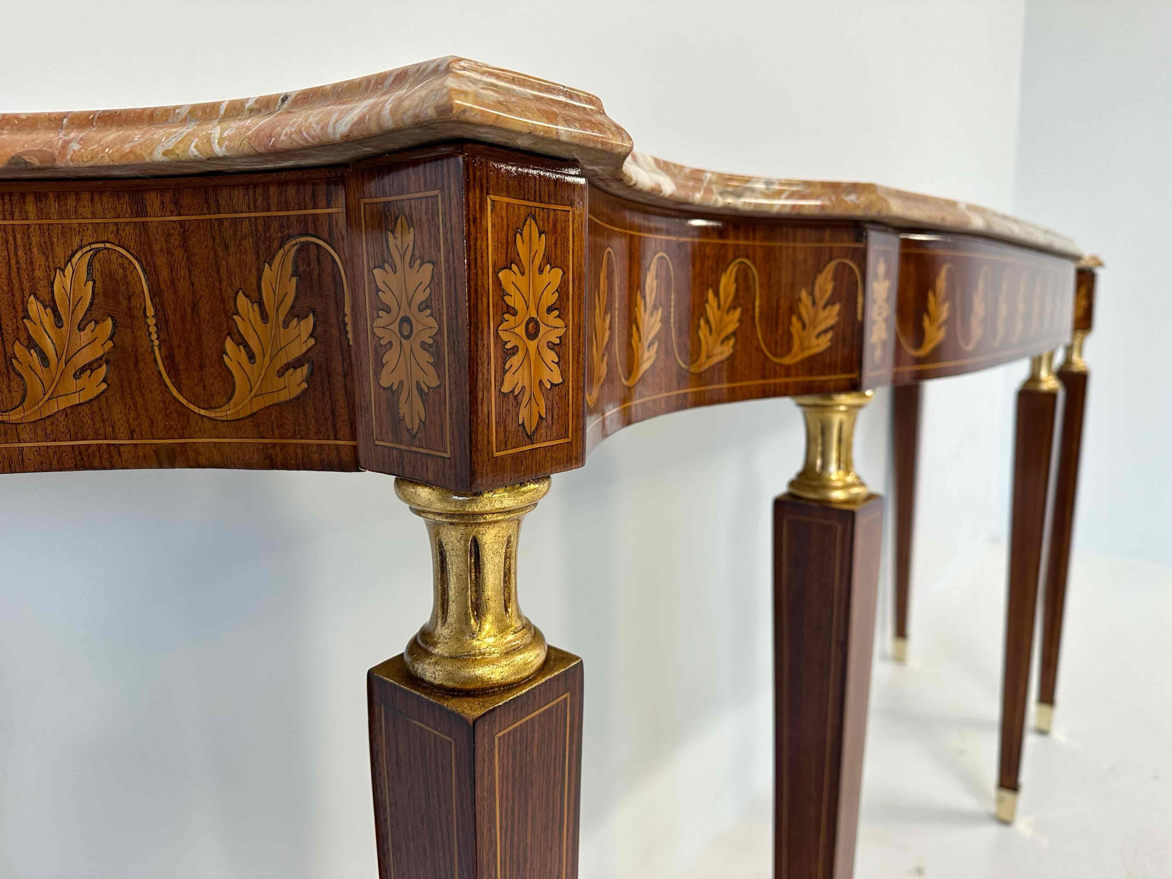 Italienische Konsole aus Marmor und eingelegtem Holz im Art déco-Stil, Paolo Buffa zugeschrieben, 1950er Jahre im Angebot 3