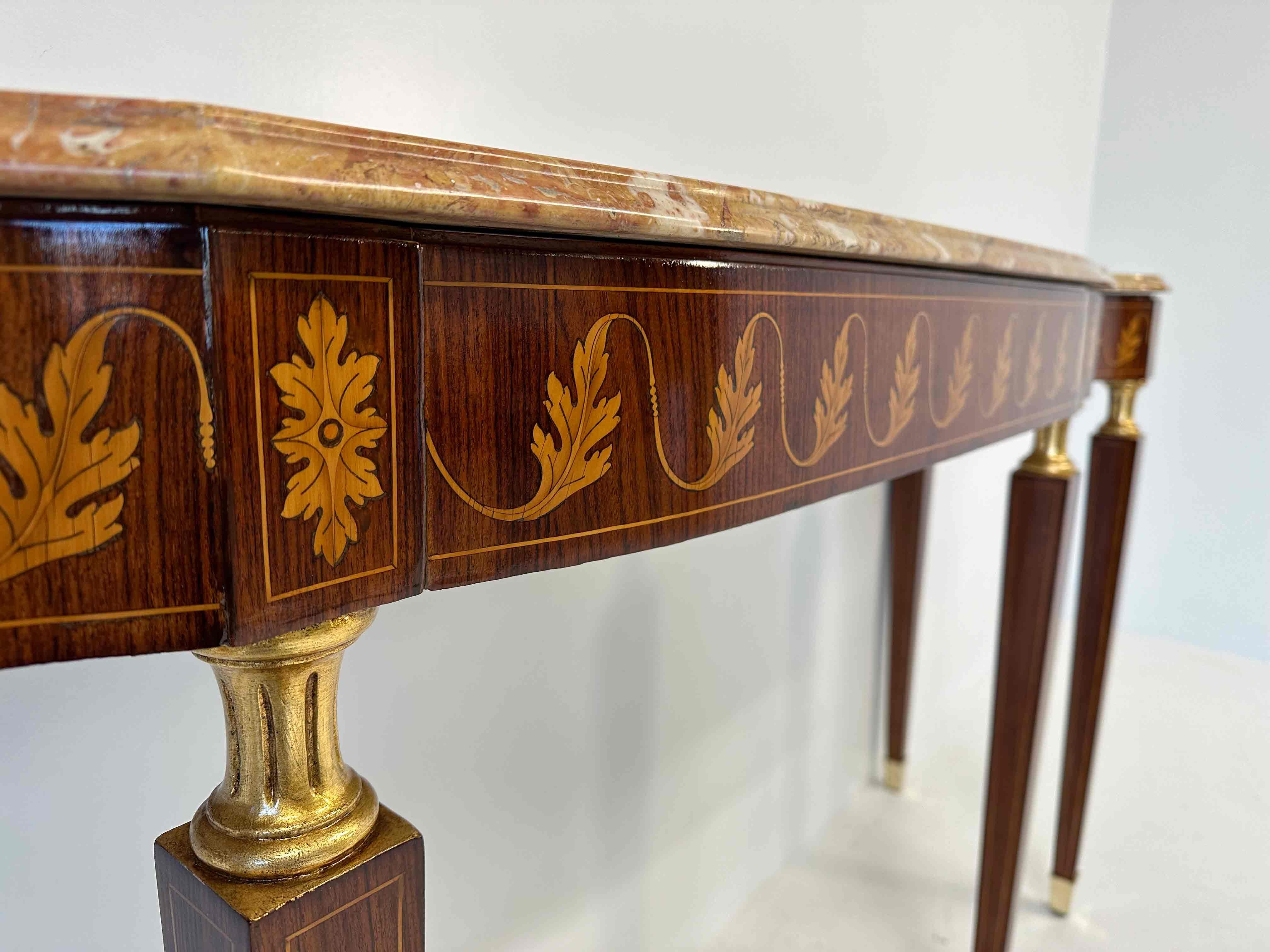 Italian Art Deco Marble and Inlaid Wood Console, Attr. to Paolo Buffa, 1950s For Sale 7